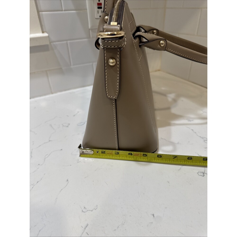 As Is Dooney and Bourke Beacon Light Taupe Leather Satchel Bag - Picture 17 of 17